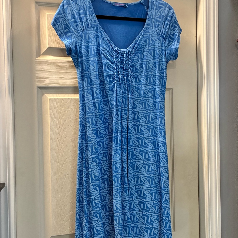 fresh produce Blue Patterned Short Sleeve Dress